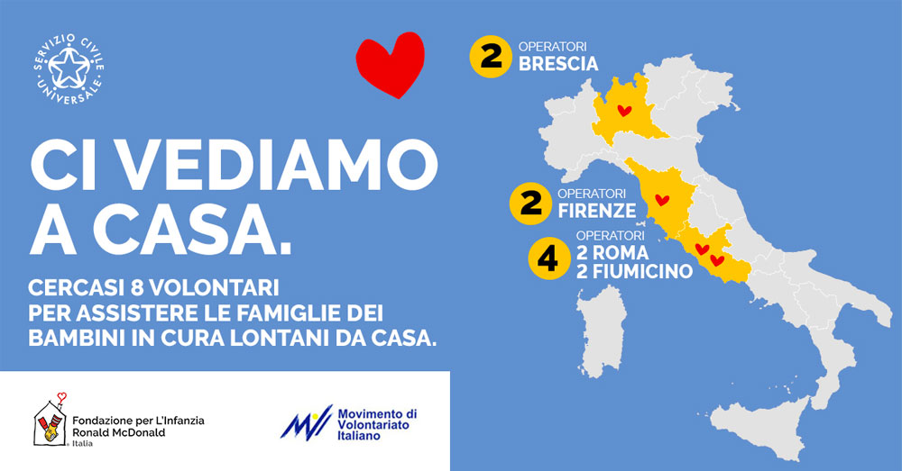 Le case ronald aprono le porte a 8 volontari del servizio civile